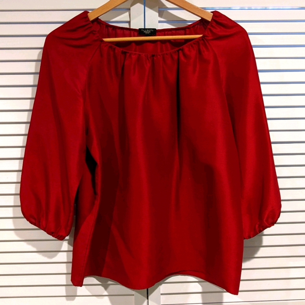 Talbots Volume-Sleeve Silk Bouse
